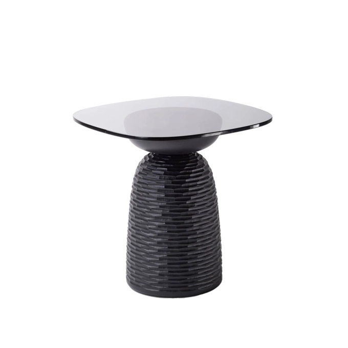 Side Table NERA full base carved lines Maple black ZANAT