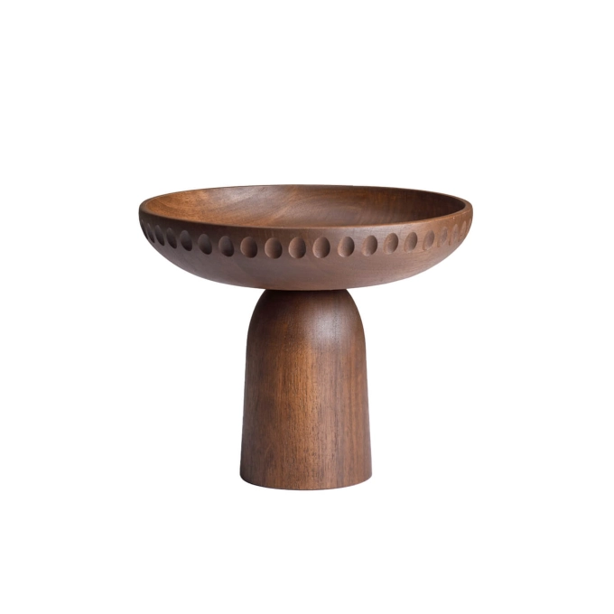 Table Centrepiece NERA bowl large dots Walnut ZANAT