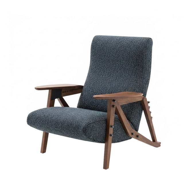 Fauteuil GILDA CM Gris bleuté / Noyer Canaletto ZANOTTA