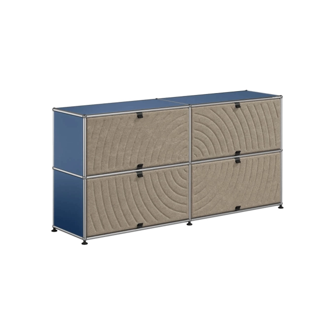 Meuble de rangement USM HALLER M68 Bleu Acier/Soft Panel Taupe USM HALLER