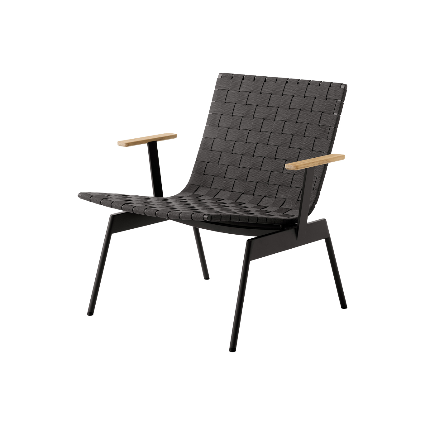 Outdoor Lounge Chair VILLE AV45 with armrests Noir AND TRADITION