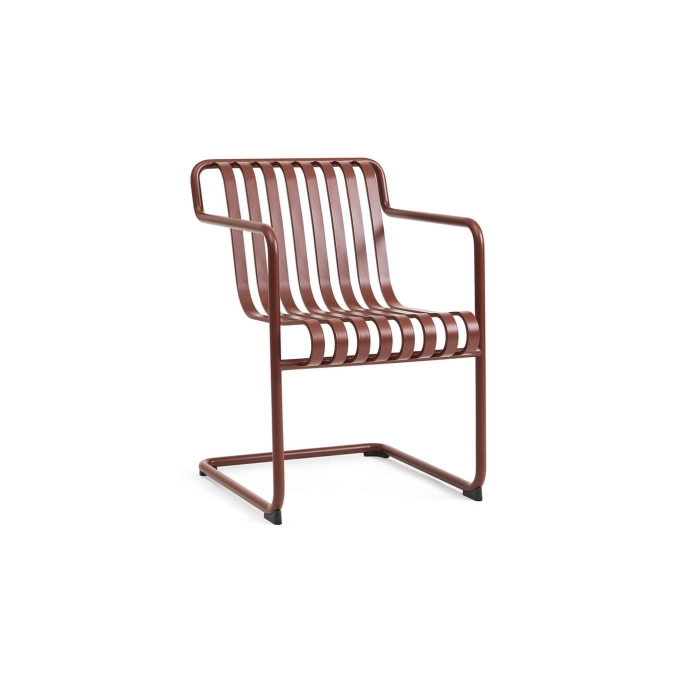 Chaise extérieure PALISSADE CANTILEVER Dining Rouge fer HAY