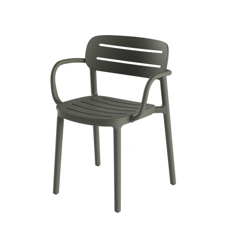 Chaise extérieur CROISETTE avec accoudoirs Anthracite SERRALUNGA