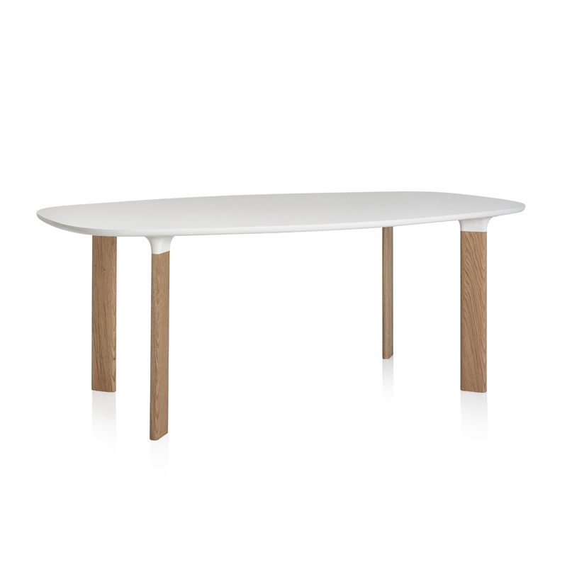 Table ANALOG L185 Plateau blanc Pieds chêne FRITZ HANSEN