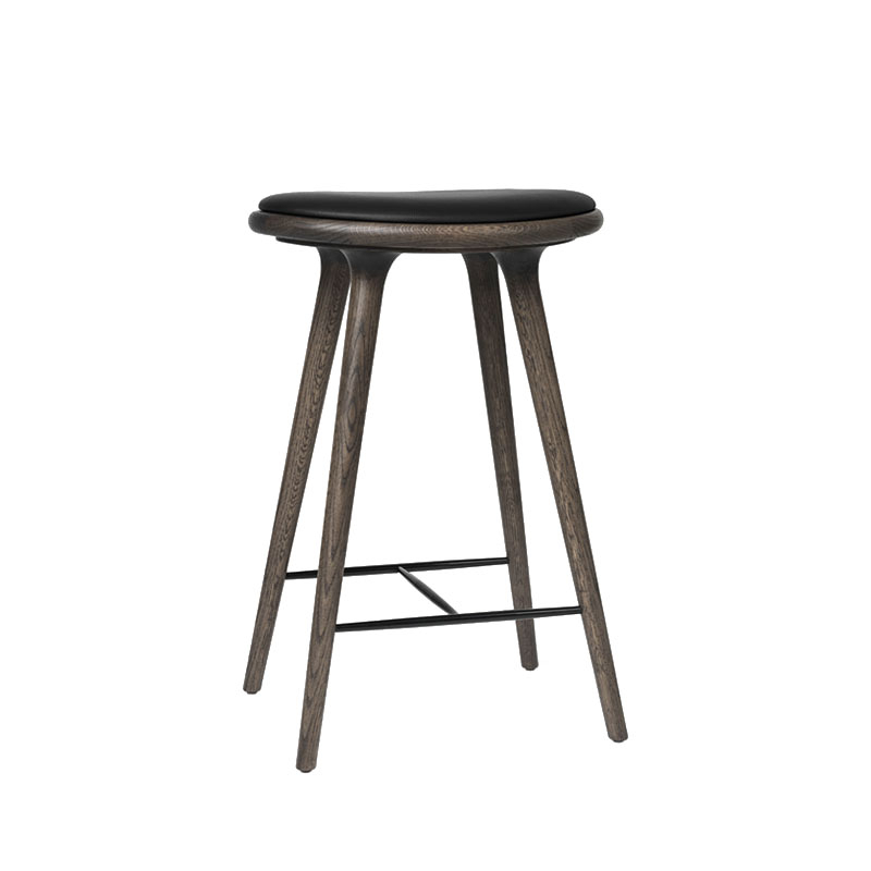 Tabouret haut HIGH STOOL Chêne Sirka gris/ cuir noir MATER