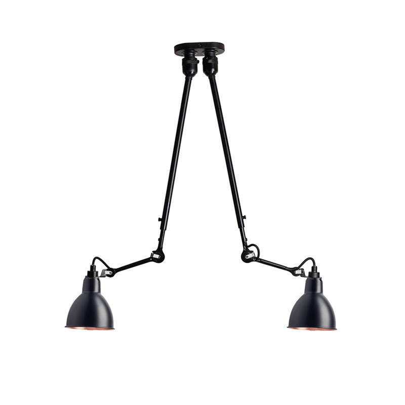Plafonnier GRAS N°302 DOUBLE Noir/ intérieur cuivre DCW EDITIONS