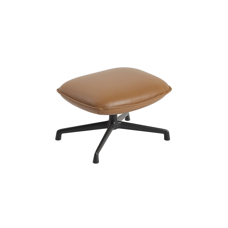 Pouf DOZE OTTOMAN base pivotante Cuir cognac/ noir MUUTO