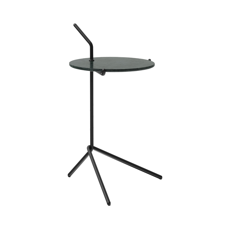 Table d'appoint guéridon HALTEN SH9 Marbre Vert Guatemala / Acier noir AND TRADITION