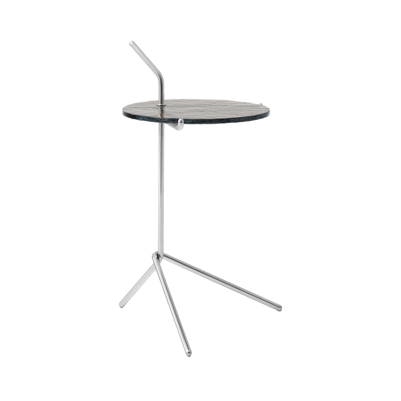 Table d'appoint guéridon HALTEN SH9 Verre fumé / Acier inoxydable AND TRADITION