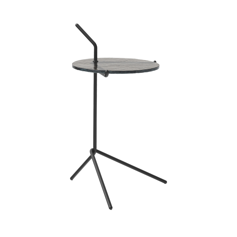 Table d'appoint guéridon HALTEN SH9 Verre fumé / Acier noir AND TRADITION
