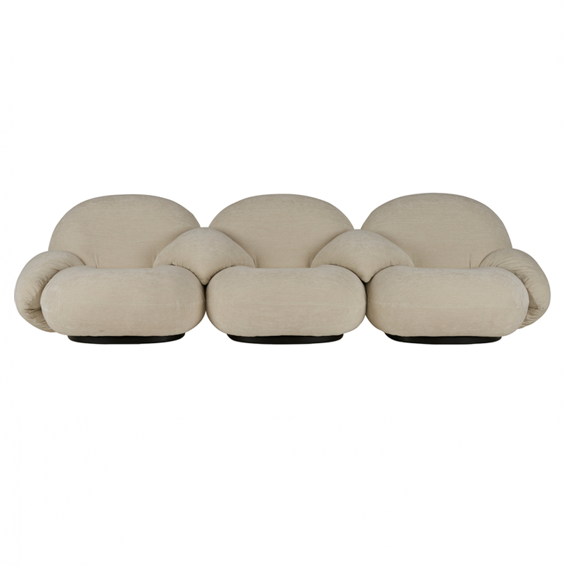 Canapé PACHA 3 places avec accoudoirs du milieu Belsuede 007 avorio GUBI