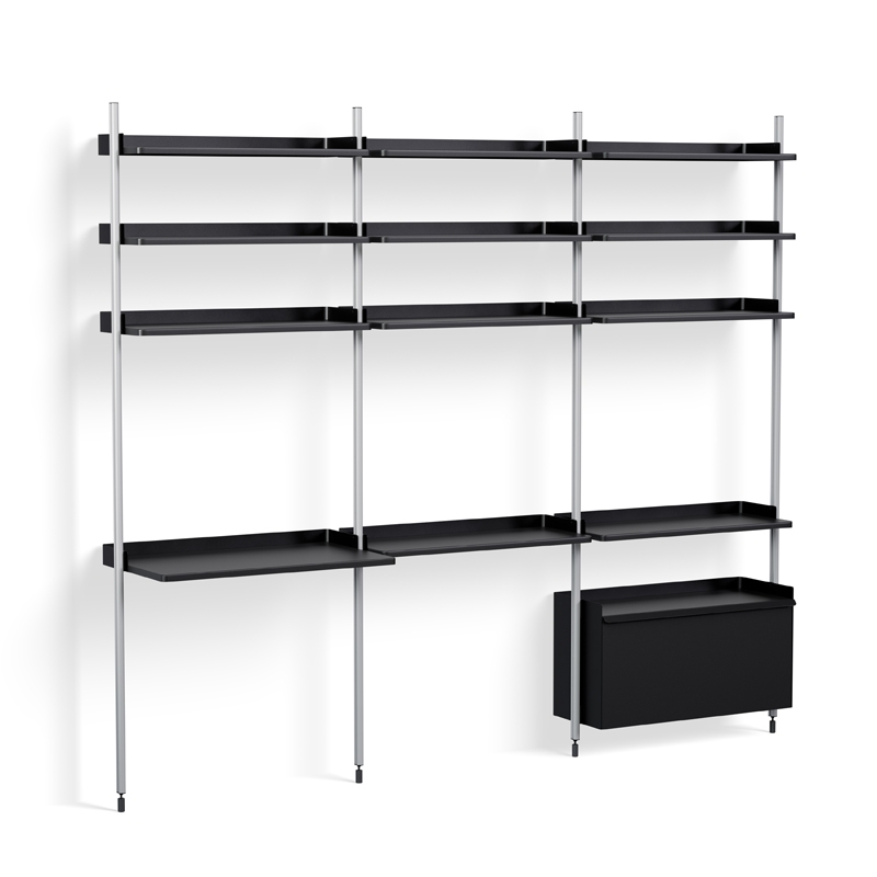 Bureau PIER SYSTEM 23 Noir/ aluminium HAY