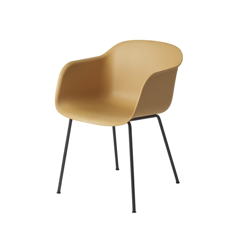 Chaise FIBER ARMCHAIR 4 pieds acier Ocre/ noir MUUTO