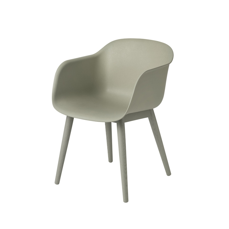Chaise FIBER ARMCHAIR 4 pieds bois Vert cendré MUUTO