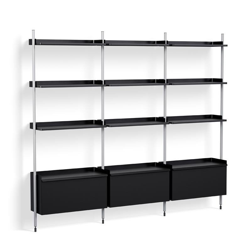 Etagère PIER SYSTEM 133 Noir/ aluminium HAY