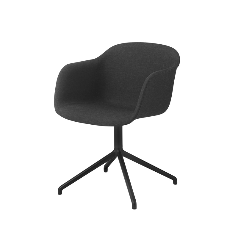 Chaise FIBER ARMCHAIR pied central coque tissu Noir MUUTO