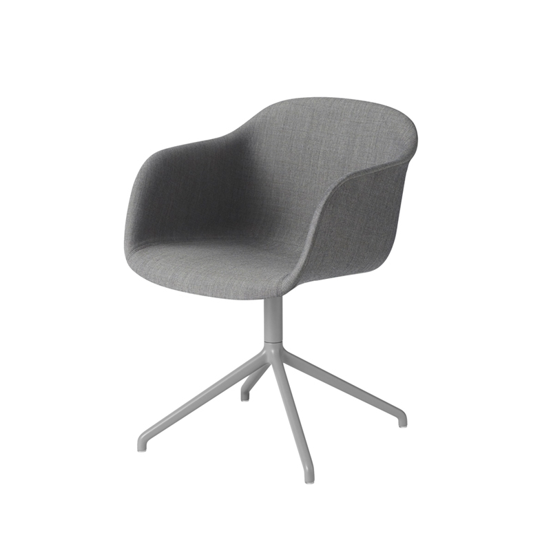 Chaise FIBER ARMCHAIR pied central coque tissu Gris 133 MUUTO