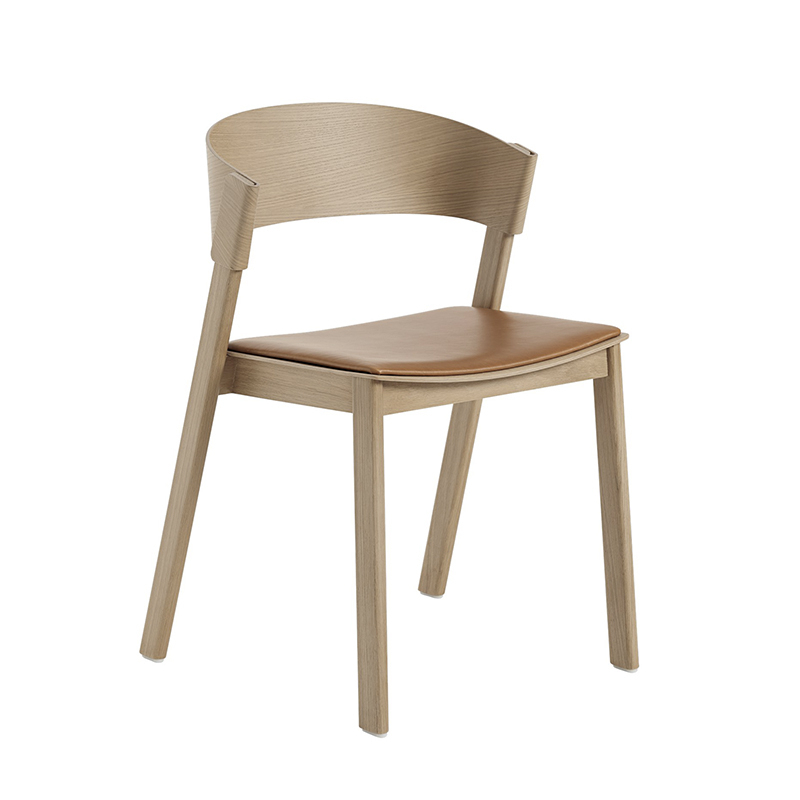 Chaise COVER SIDE CHAIR assise cuir Chêne MUUTO