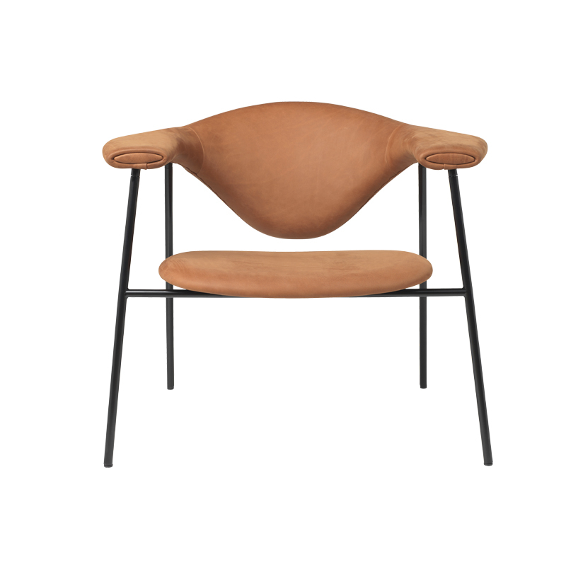 Fauteuil MASCULO LOUNGE 4 pieds cuir Rouille 21002 GUBI
