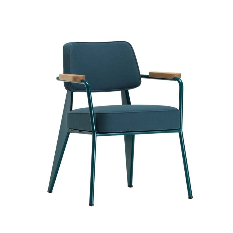 Chaise FAUTEUIL DIRECTION Twill gris bleu 03/ Prouvé Bleu Dynastie VITRA