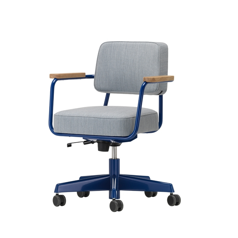 Fauteuil de bureau FAUTEUIL DIRECTION PIVOTANT Tress gris bleuté mélange 06/ Prouvé Bleu Marcoule VITRA