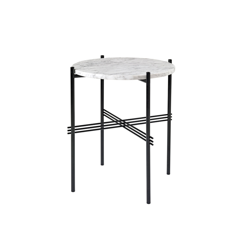 Table d'appoint guéridon TS SIDE Ø 40 Marbre Carrara blanc GUBI