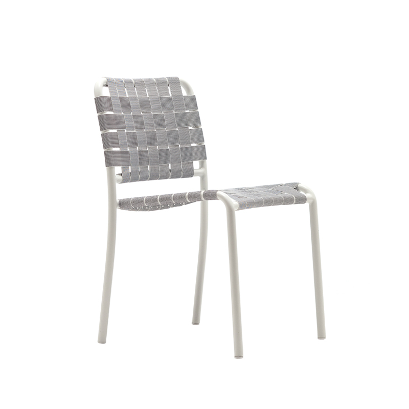 Chaise extérieur Chaise INOUT 823 Blanc/ sangles grises GERVASONI