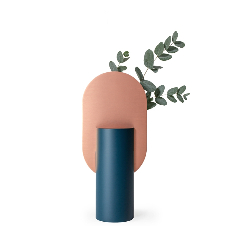 Vase Vase GENKE CS2 Bleu océan et cuivre NOOM HOME