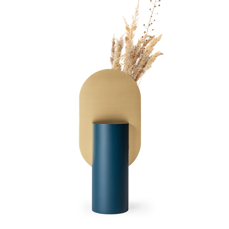 Vase Vase GENKE CS3 Vert océan et laiton NOOM HOME