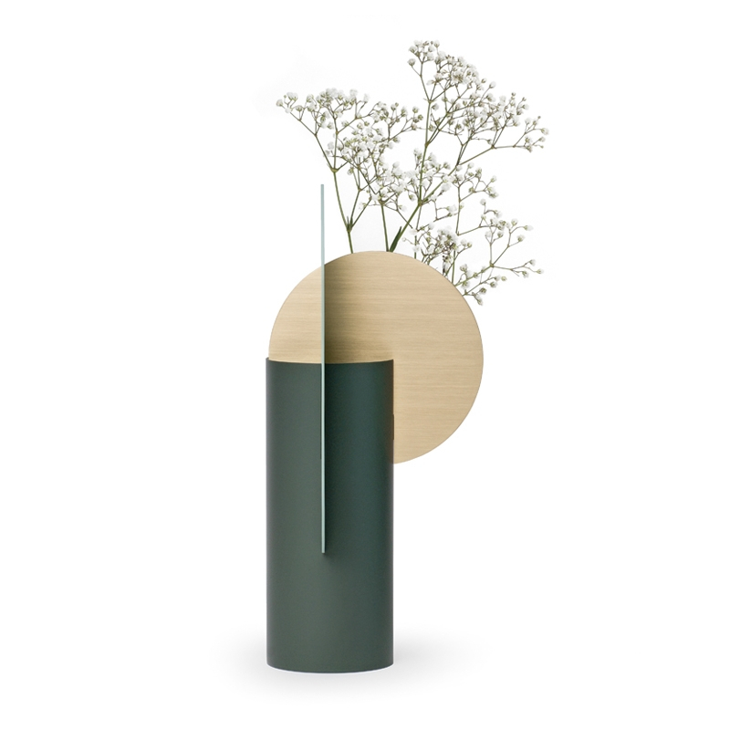 Vase Vase YERMILOV CS2 Vert pin, vert sauge, laiton NOOM HOME