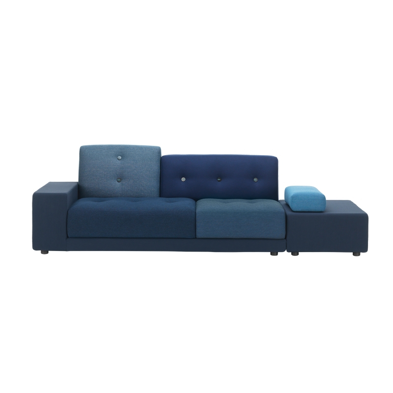 Canapé POLDER Mélange de tissus "The Antarctic Blues“/ boutons foncés VITRA