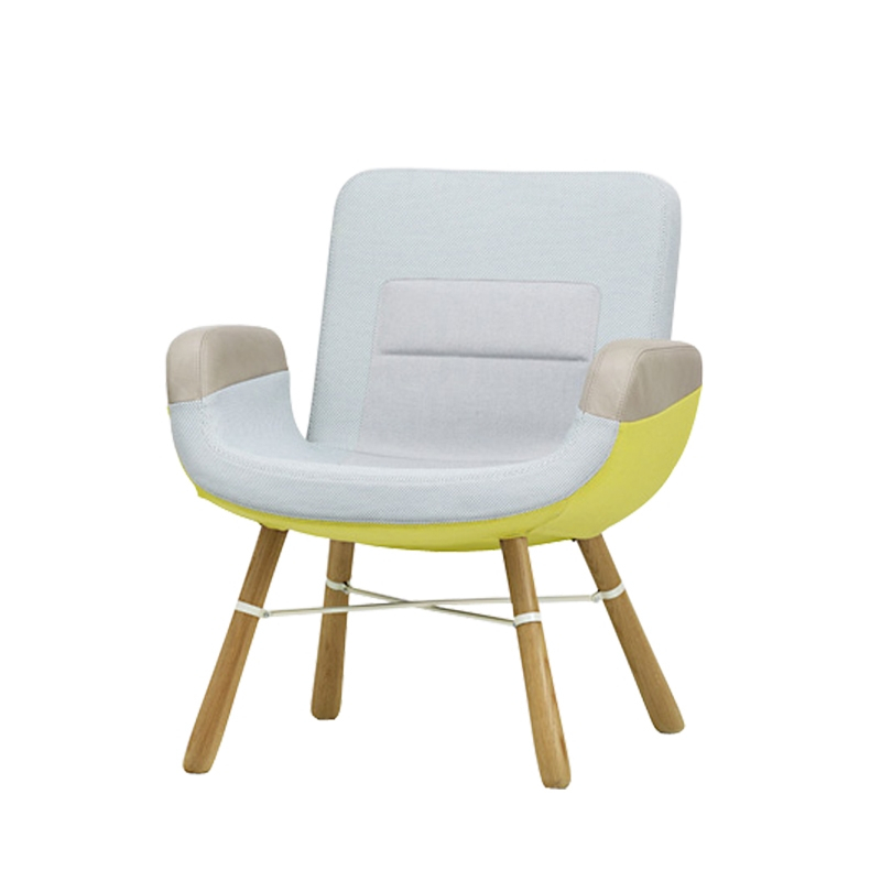 Fauteuil EAST RIVER Jaune/ bleu ciel  Pieds naturels VITRA