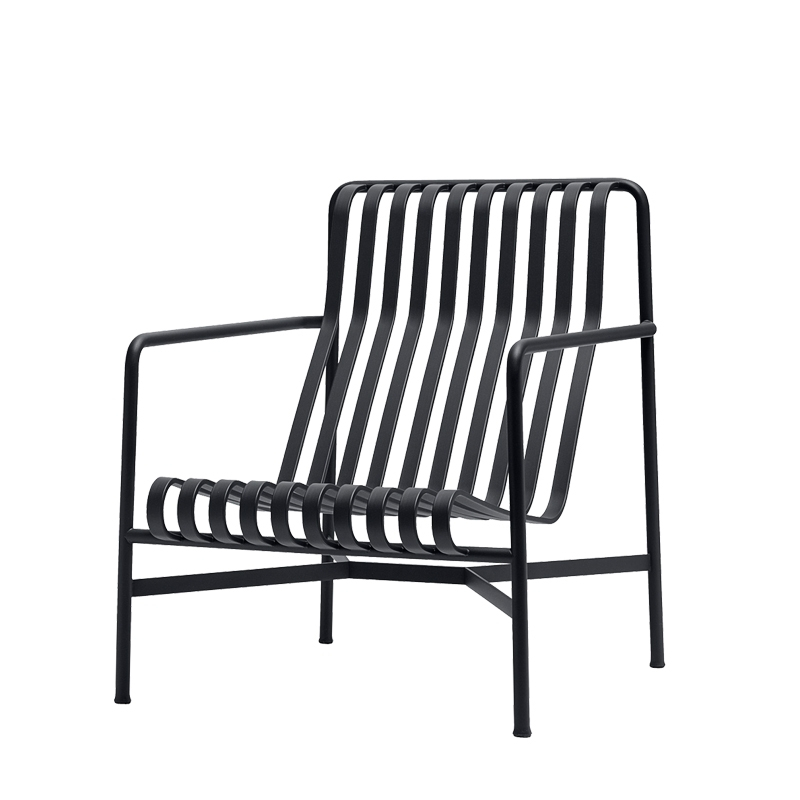 Fauteuil extérieur PALISSADE LOUNGE dossier haut Anthracite HAY