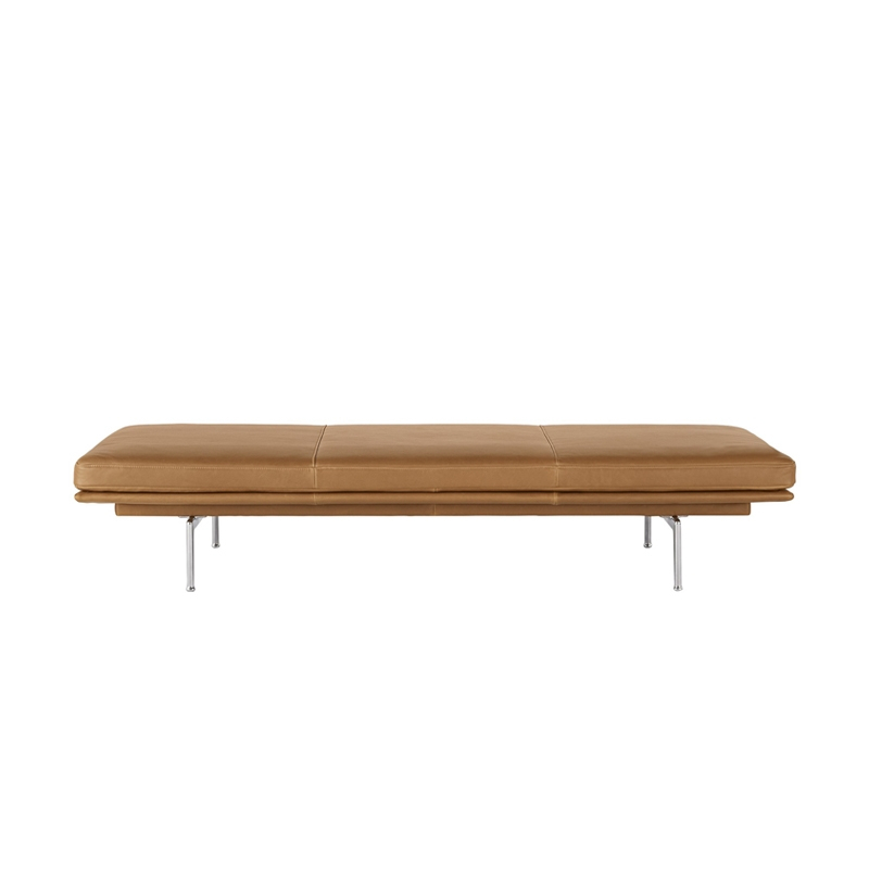 Canapé OUTLINE DAYBED pieds aluminium poli Cognac MUUTO