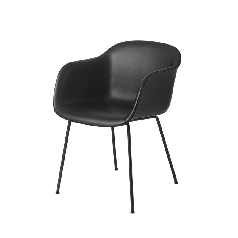 Chaise FIBER ARMCHAIR 4 pieds acier coque cuir Noir MUUTO