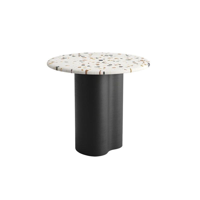 Table d'appoint guéridon GHIA Ø 50 pied central terrazzo Terrazzo clair/ chêne noir ARPER