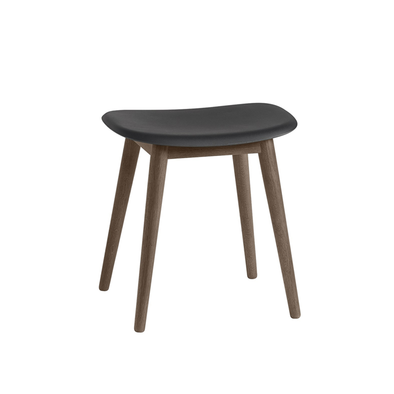 Tabouret FIBER STOOL pieds bois Noir/ marron foncé MUUTO