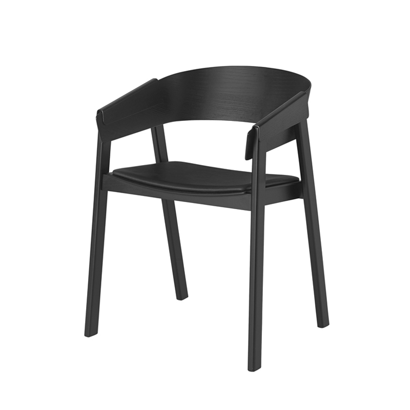Chaise COVER ARMCHAIR Cuir Noir MUUTO