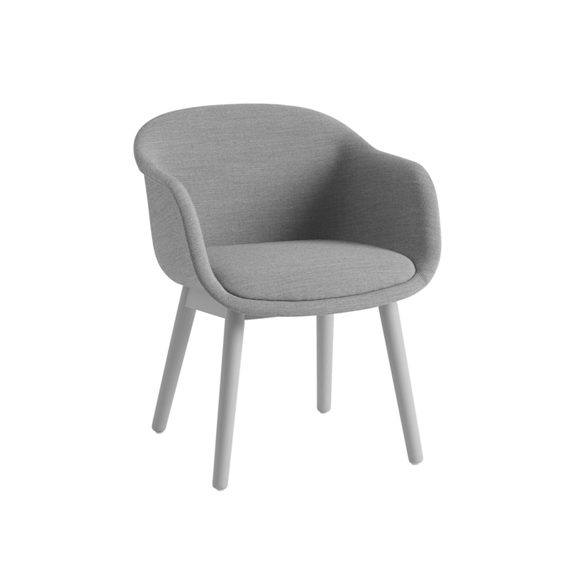 Chaise FIBER CONFERENCE pieds bois Remix 133 / Gris MUUTO