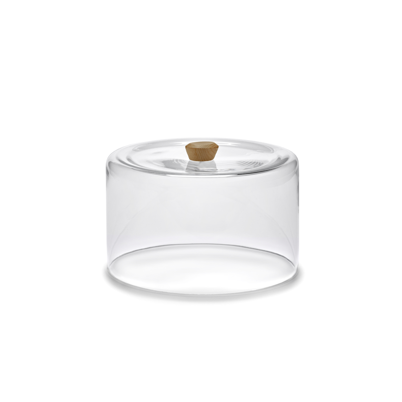 Plateau, plat Cloche en verre DUNE Frêne naturel SERAX