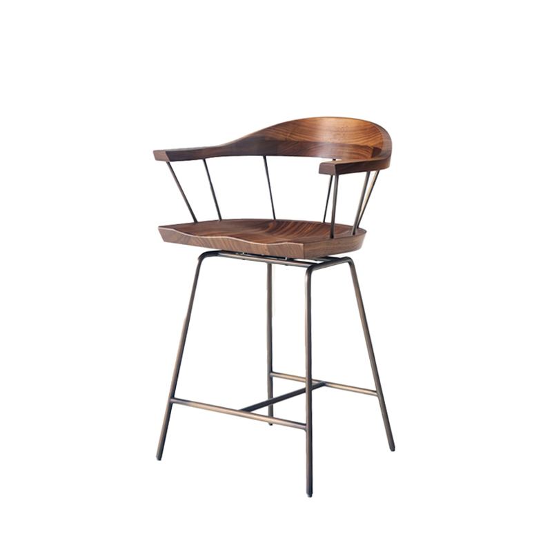 Tabouret haut SPINDLE H 61 Noyer/ bronze BASSAMFELLOWS