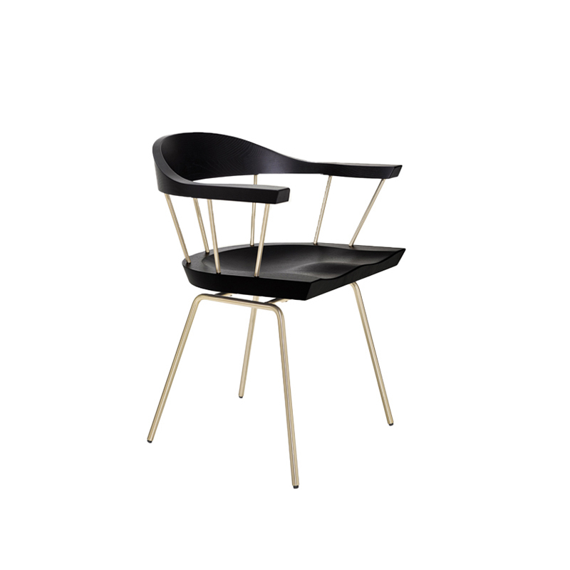 Chaise SPINDLE Frêne ébène/ laiton satiné BASSAMFELLOWS