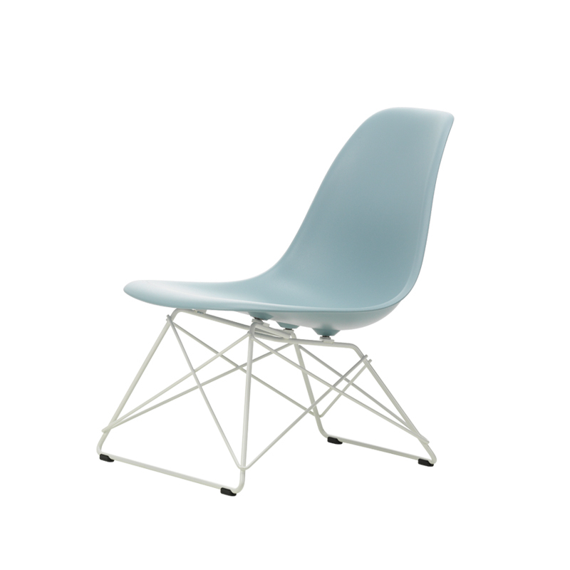 Fauteuil EAMES PLASTIC CHAIR LSR Gris bleuté RE/ blanc finition époxy VITRA