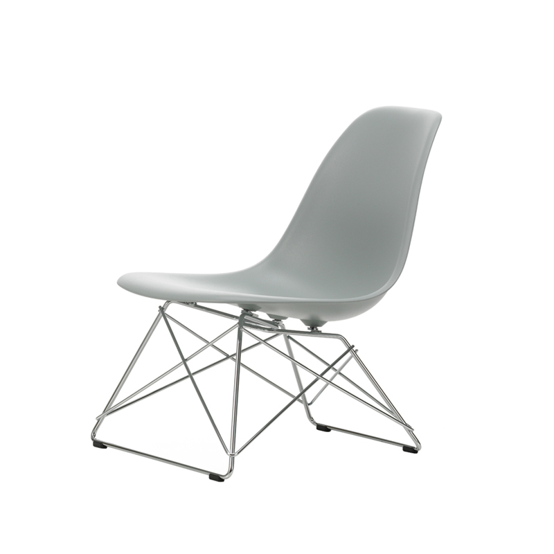 Fauteuil EAMES PLASTIC CHAIR LSR Gris clair RE/ chromé brillant VITRA
