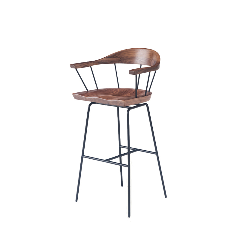 Tabouret haut SPINDLE H 76 Noyer/ noir BASSAMFELLOWS