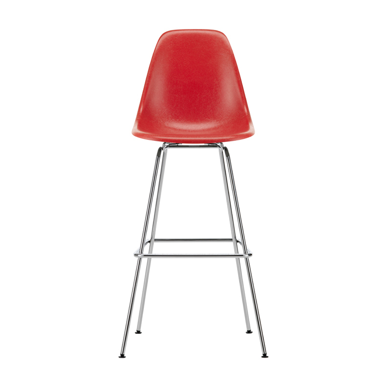 Tabouret haut EAMES FIBERGLASS STOOL High Rouge classique Eames VITRA