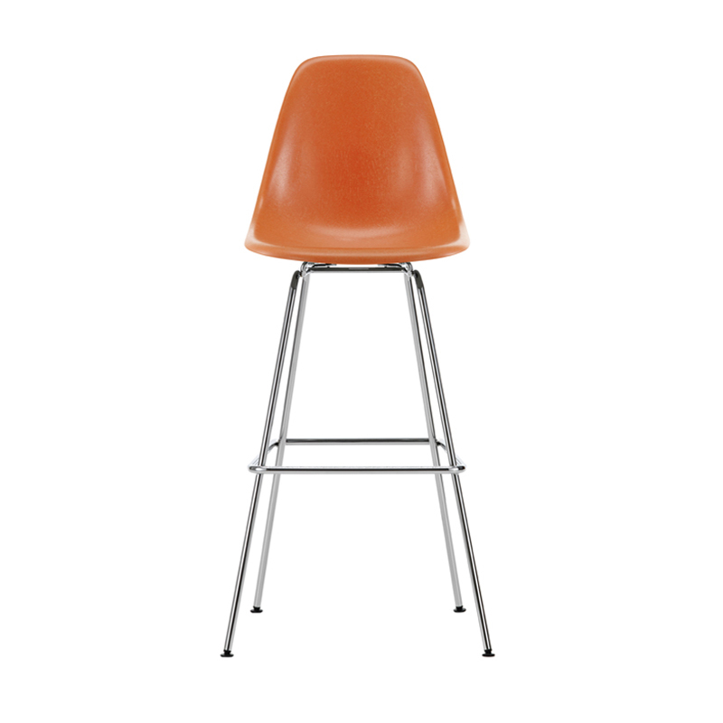Tabouret haut EAMES FIBERGLASS STOOL High Rouge orange Eames VITRA