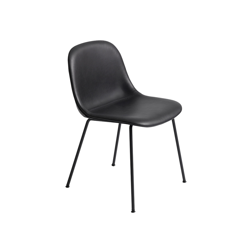 Chaise FIBER CHAIR 4 pieds acier coque cuir Noir MUUTO