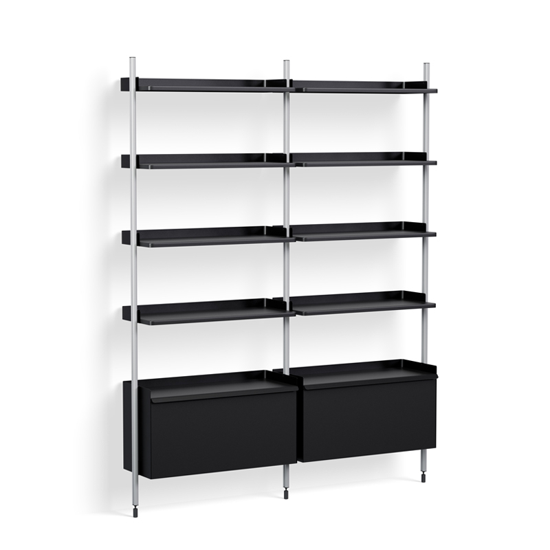 Etagère PIER SYSTEM 122 Noir/ aluminium HAY