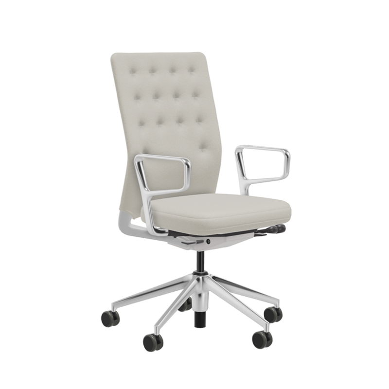 Fauteuil de bureau ID TRIM accoudoirs fermés Plano parchemin/ blanc crème VITRA